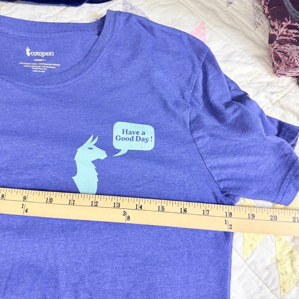 Cotopaxi Women L Purple Have a Good Day Llama Graphic T-Shirt Short Sleeve - Picture 6 of 7